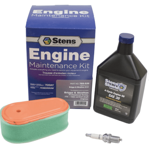 A kit that includes an engine oil, air filter and spark plug.