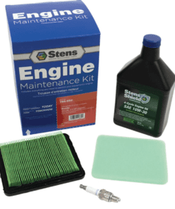 A kit with engine oil, air filter and spark plug.