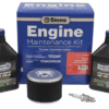 A kit with two bottles of engine oil and an air filter.