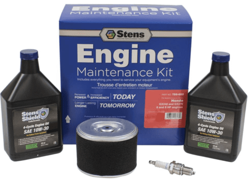 A kit with two bottles of engine oil and an air filter.