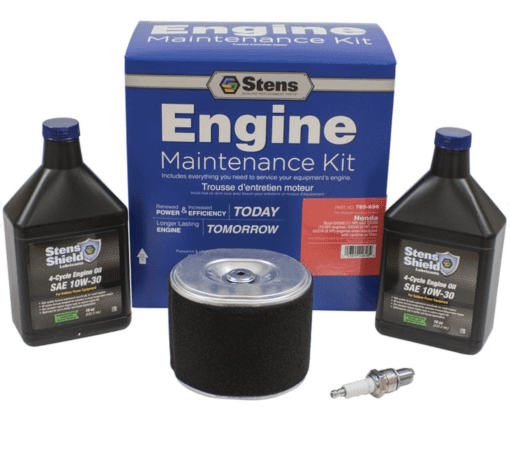 A kit with two cans of engine oil and an air filter.