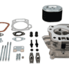 A set of parts that include the cylinder head, piston and oil filter.