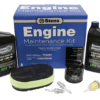A kit with some engine maintenance items sitting on top of it.
