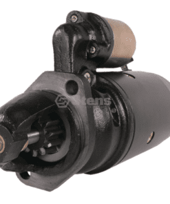 A black starter motor is shown with the cap removed.